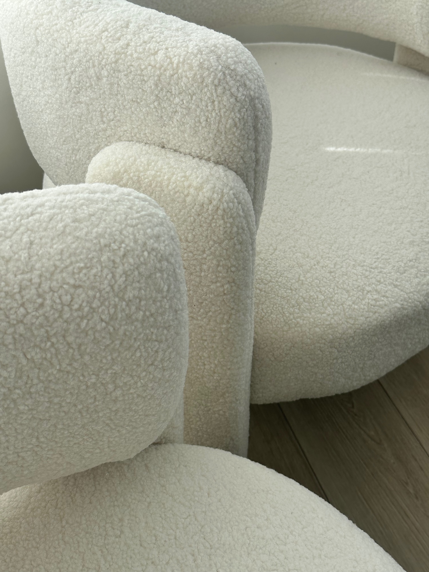 Bouclé detail — tactile materials in the consultation room